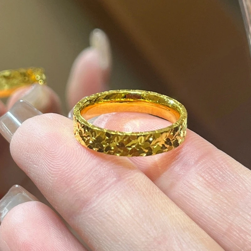 足银戒指 金色碎冰冰固定款戒指