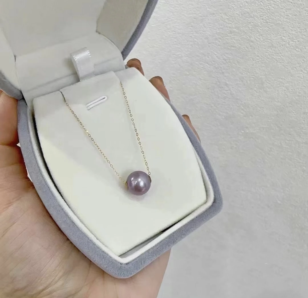 【东哥优选 】淡水紫珍珠吊坠12-13mm 18k金 多样性发一