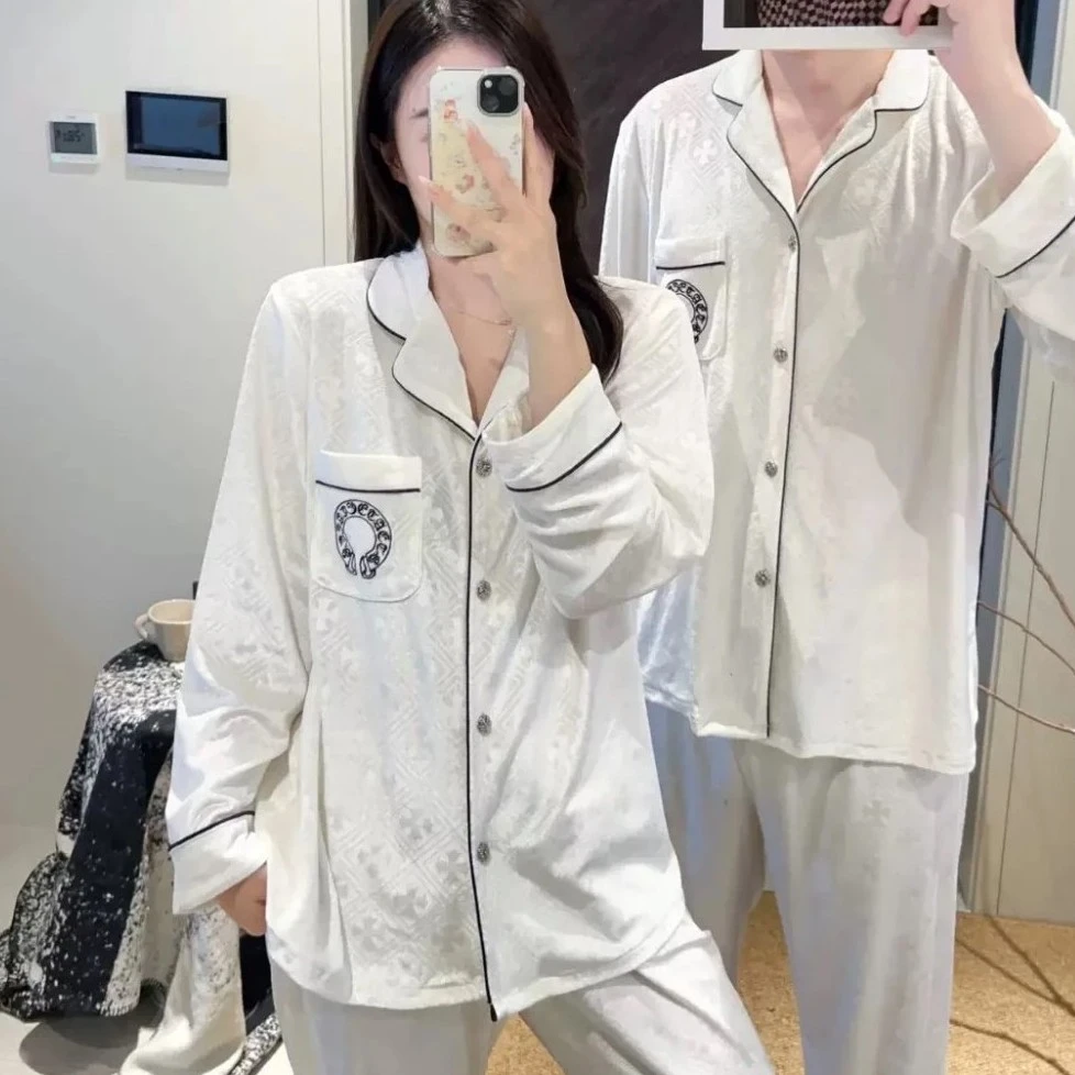 金丝绒黑白配情侣睡衣休闲家居服