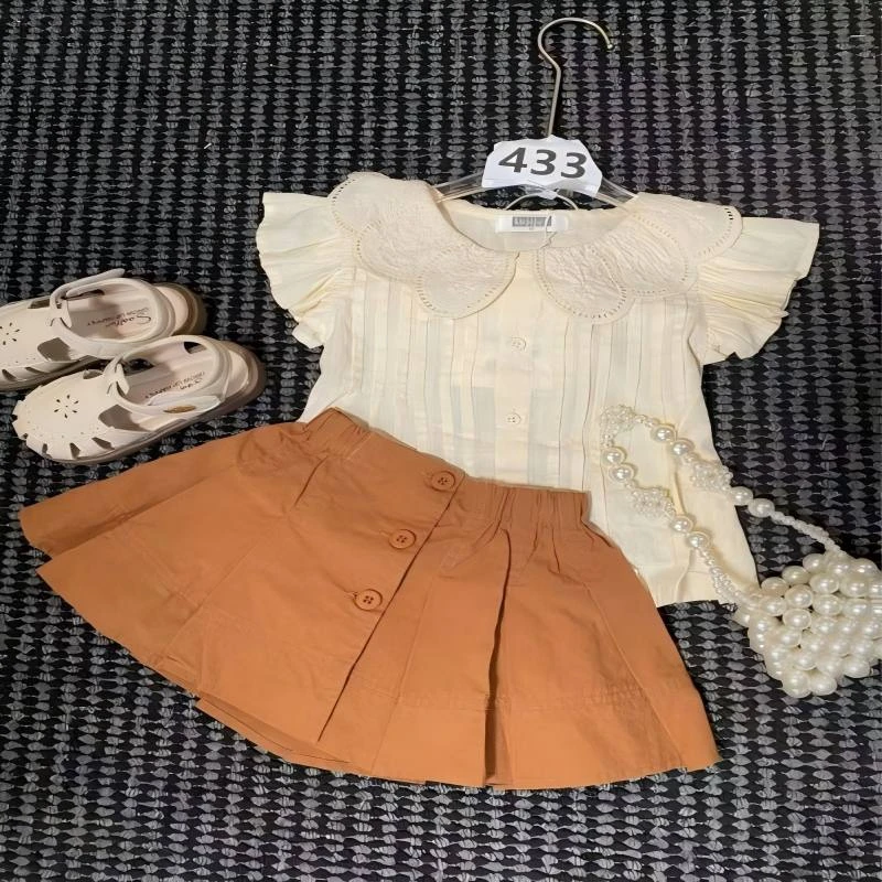 【23】-女童学院风套装夏季2025新款儿童服装卡通两件套433【30】