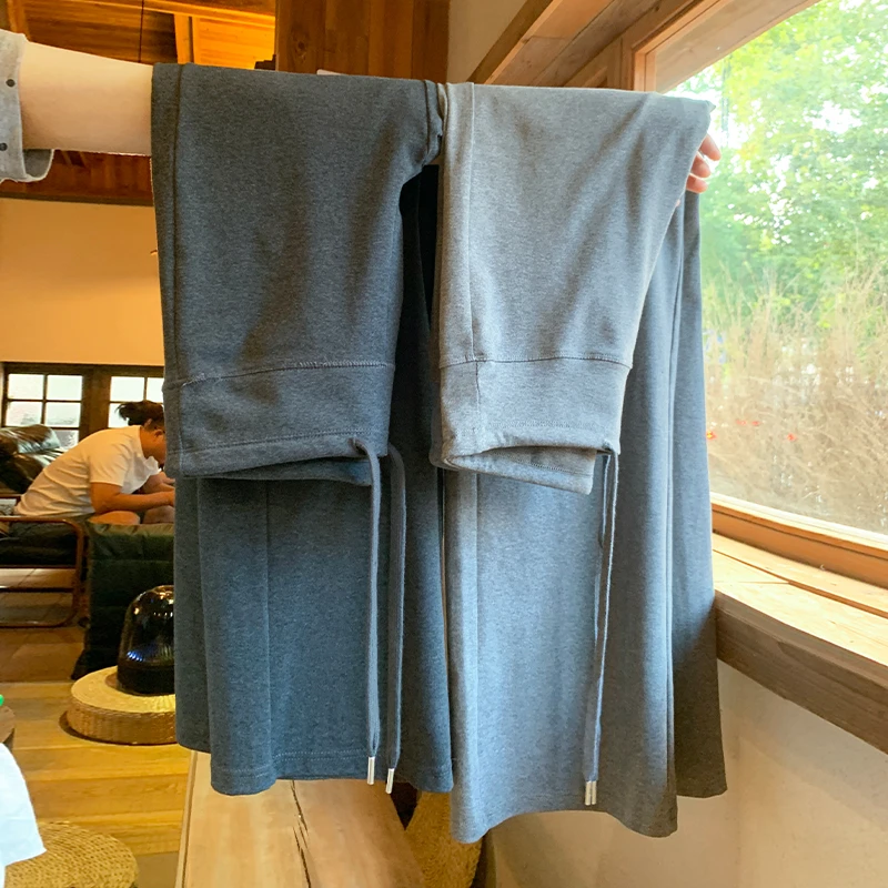 灰色窄版阔腿裤女2025新款高腰显瘦运动裤小个子春秋休闲拖地卫裤