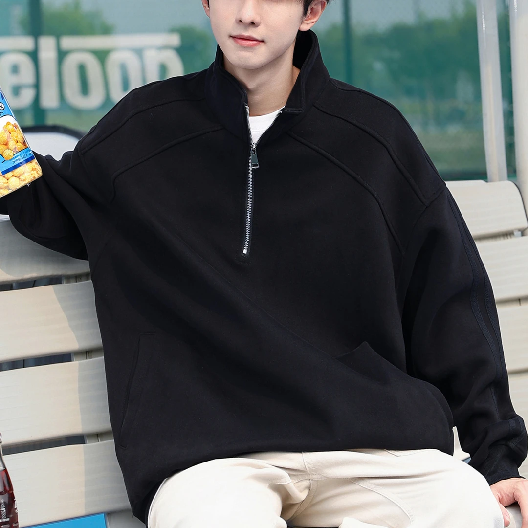 420g重磅半拉链卫衣立领秋季男款春秋2025新款秋装长袖男生
