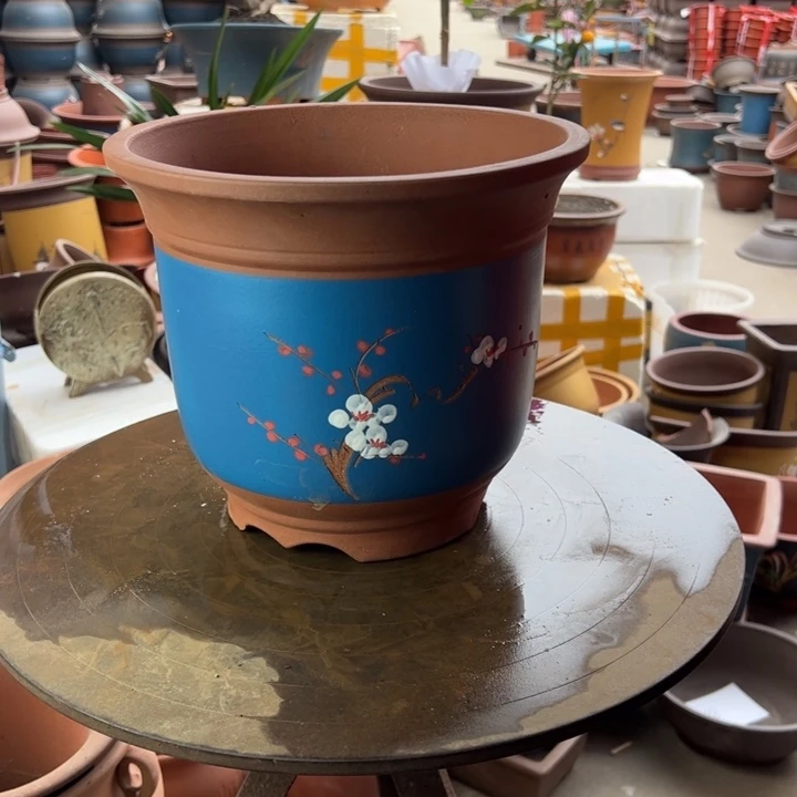 紫砂蓝色点菜金钟27口径26×23