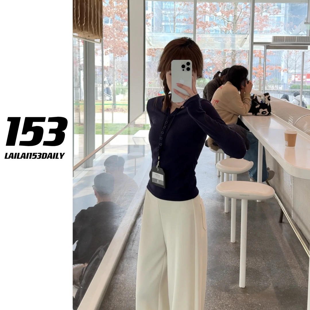 【153的日常】小圆扣亨利T恤小个子女生春季经典百搭款25CT029