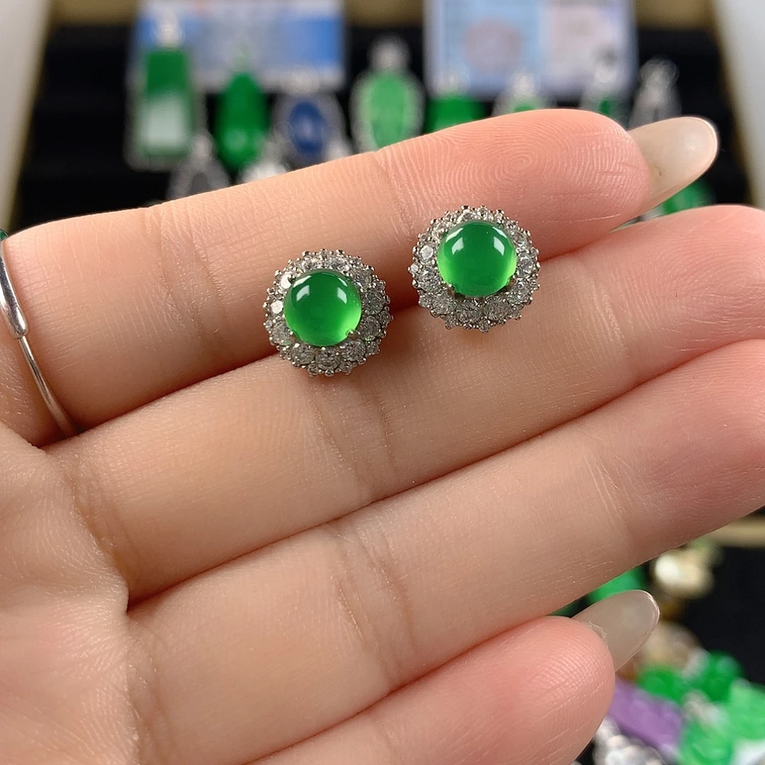 玛瑙/玉髓银S925镶嵌耳钉