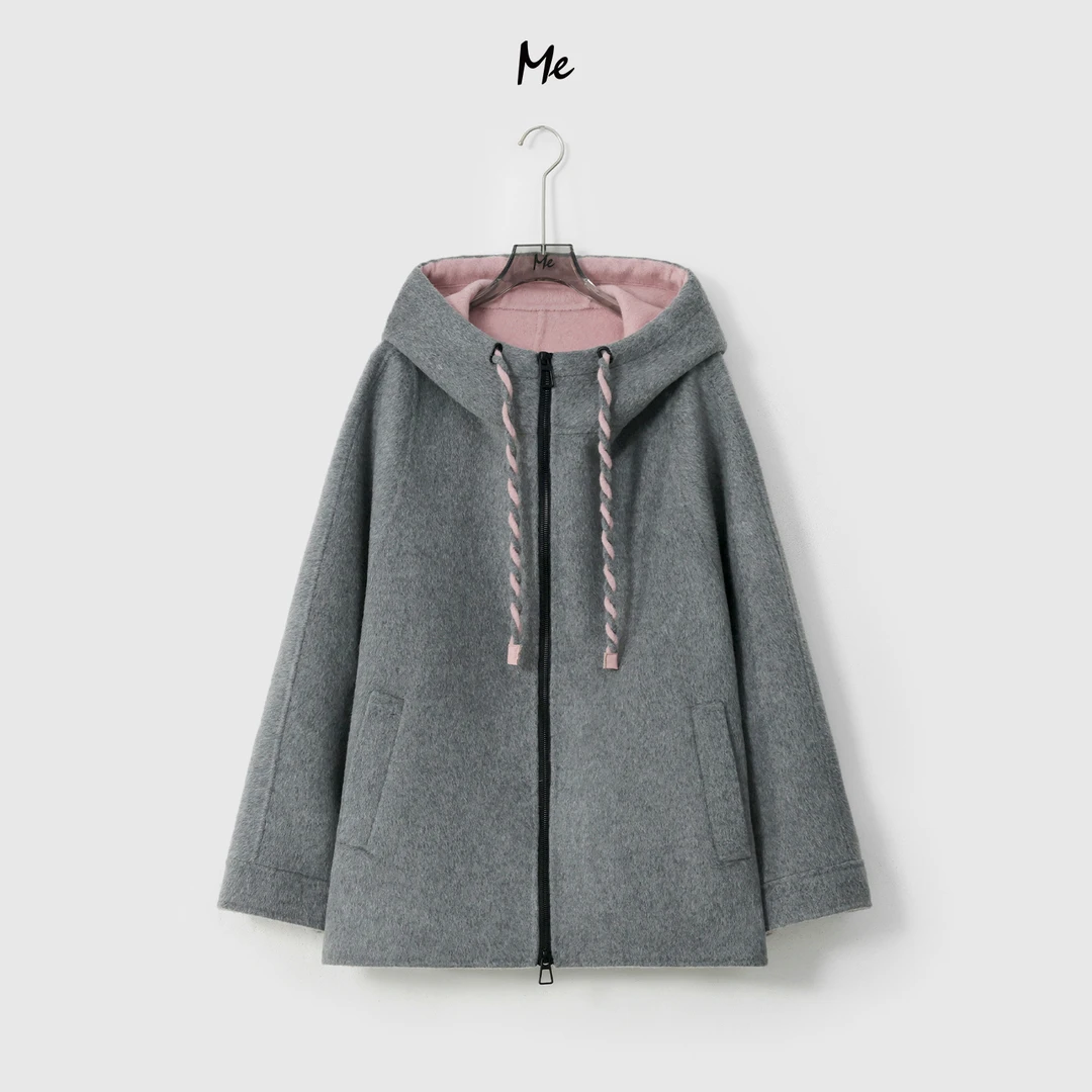 ME【大师驼绒毛呢外套】圈圈呢苏力羊驼毛混纺时尚百搭大衣MESA0729