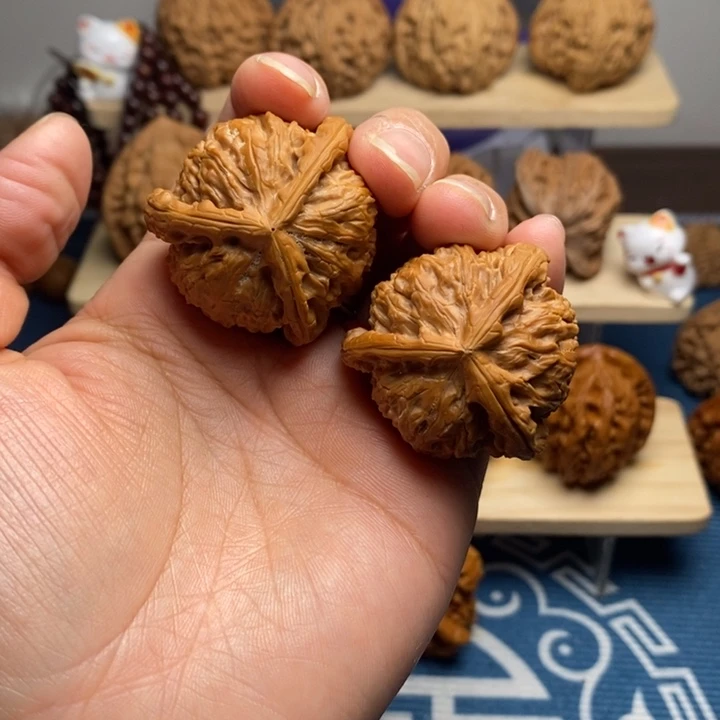 文玩核桃把件白狮子三棱 工艺品