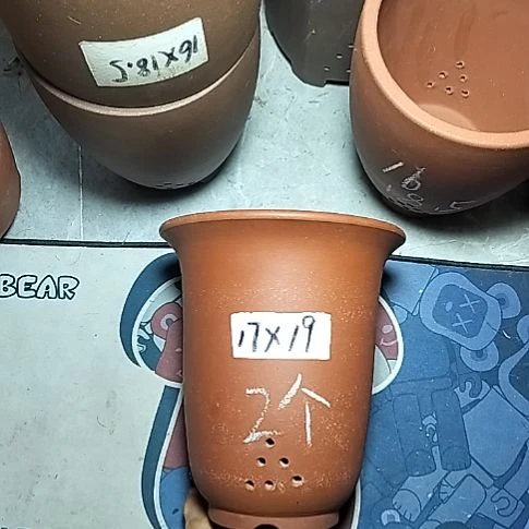 红泥小金钟两个花盆花泥