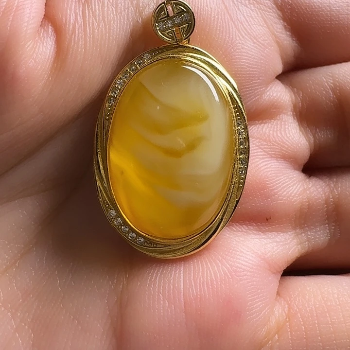 静***蜜蜡银S925镶嵌吊坠(不含链)吊坠