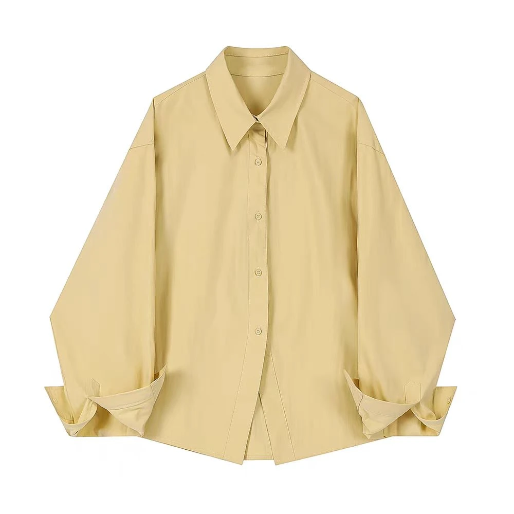 2025新款法式慵懒风黄色衬衣外套