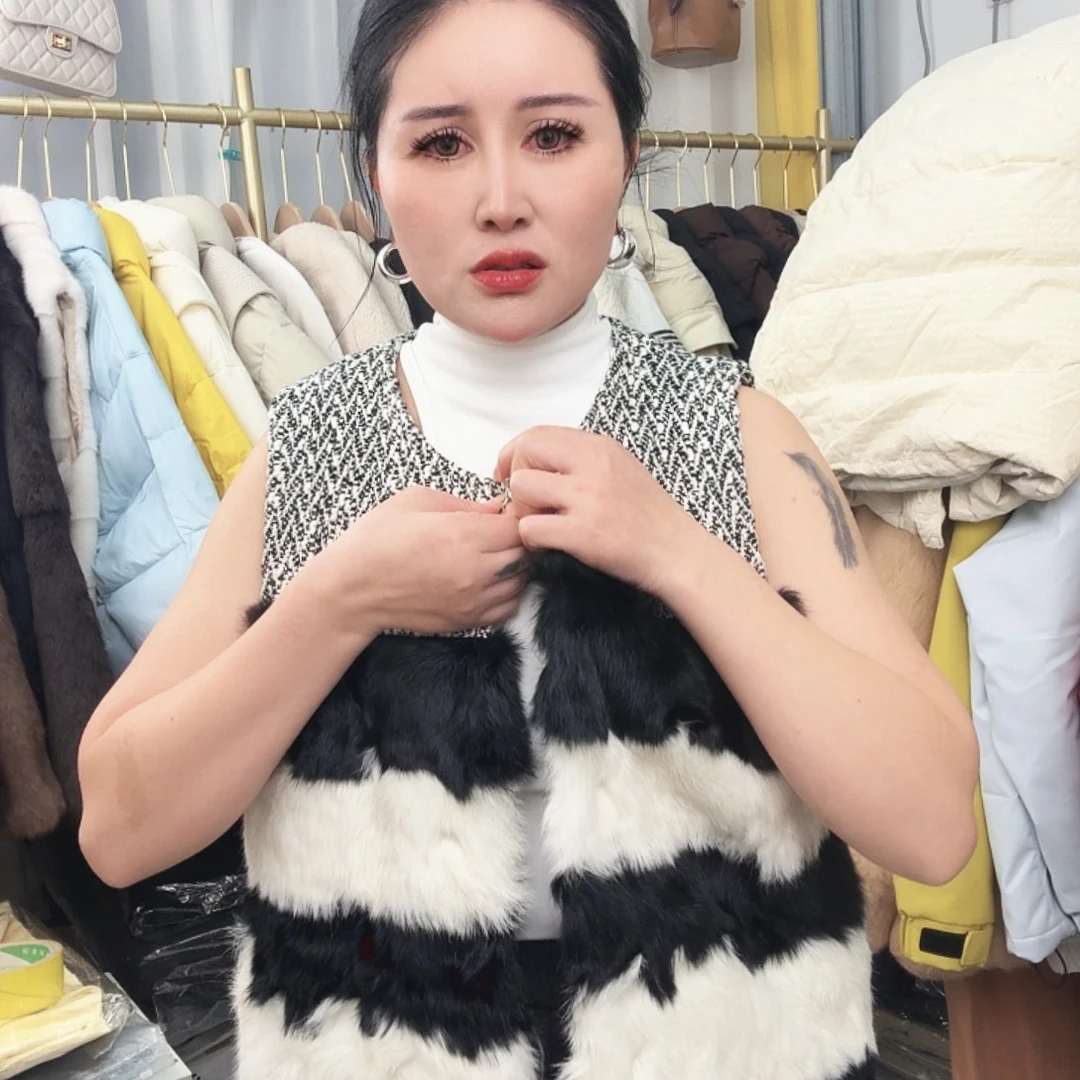 定制马甲皮草拼接小香风秒杀不退不换