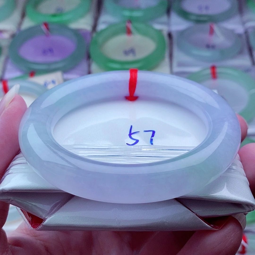 翡翠未镶嵌手镯（圆镯）大胖圆紫罗兰冰透冰胶起光高贵气质