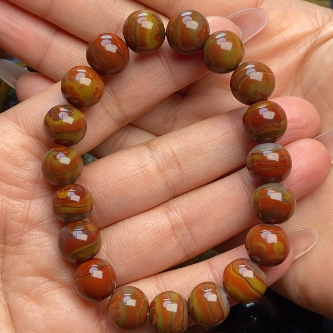 玛瑙/玉髓手链足铂镶嵌战国红