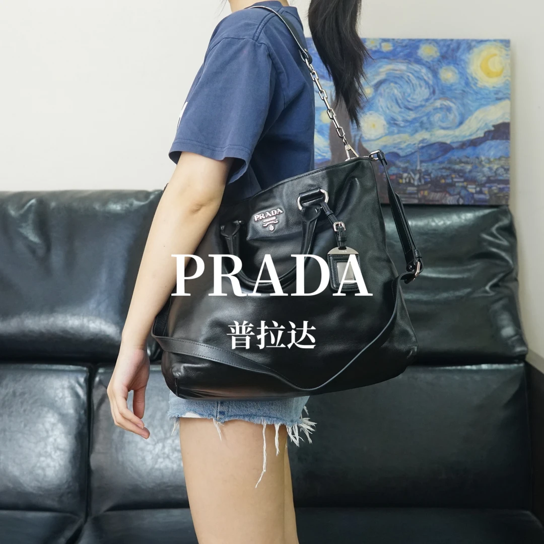 95新 Prada/普拉达 黑色单肩托特包/ZH06802502/2502