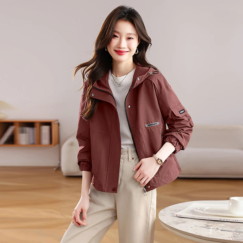 小个子休闲连帽短外套女2025春秋新款超好看百搭夹克洋气风衣上衣