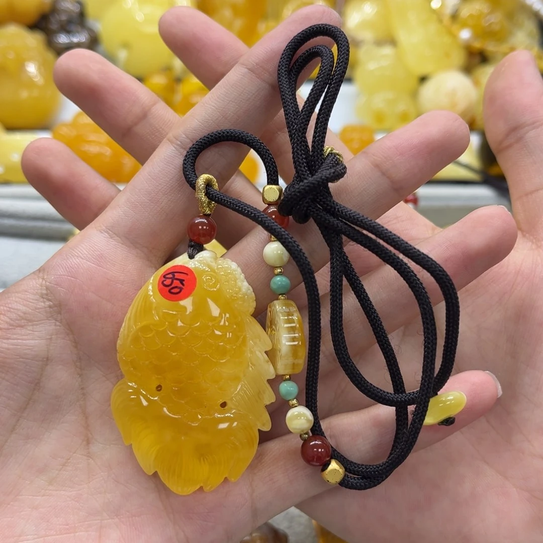 未镶嵌颈饰琥珀天然琥珀俄料鱼