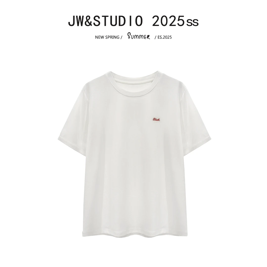 JW/静稳2025-时尚宽松百搭休闲女款减龄字母短袖T恤5550393