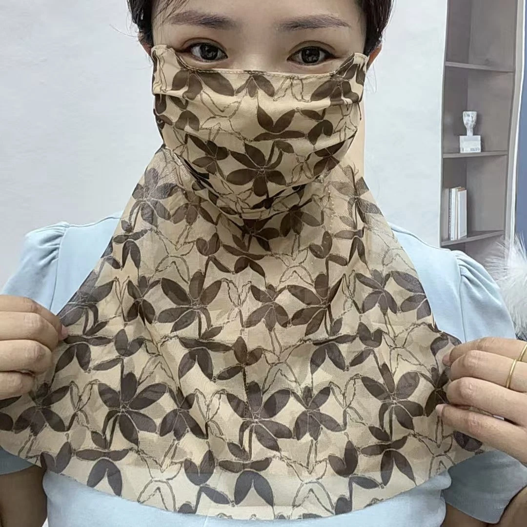 2025夏防晒面纱紫外线网纱透气护脸三角丝巾女挂耳围脖套护颈围巾