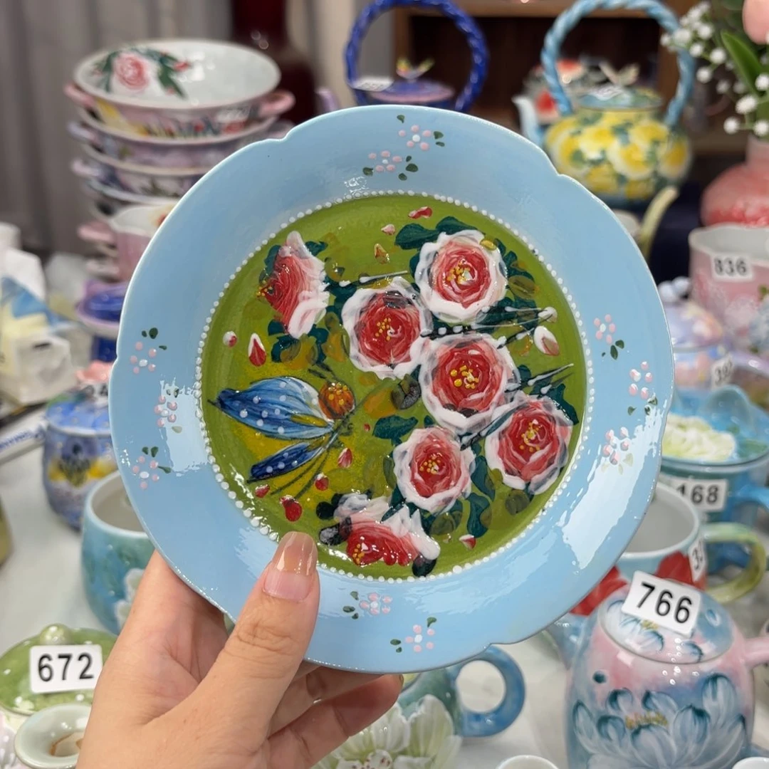 瓷片景德镇手绘高温釉下彩陶瓷茶具