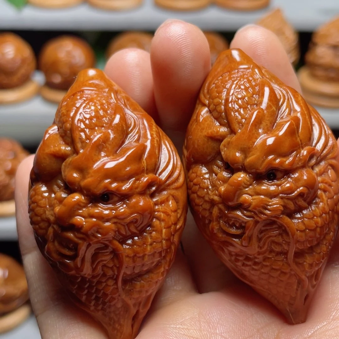 吊坠橄榄核双面龙手球3.5