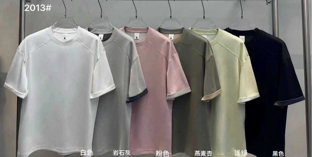 2013夏季双色棉袖子可折叠垂感调性夏季短袖T恤男