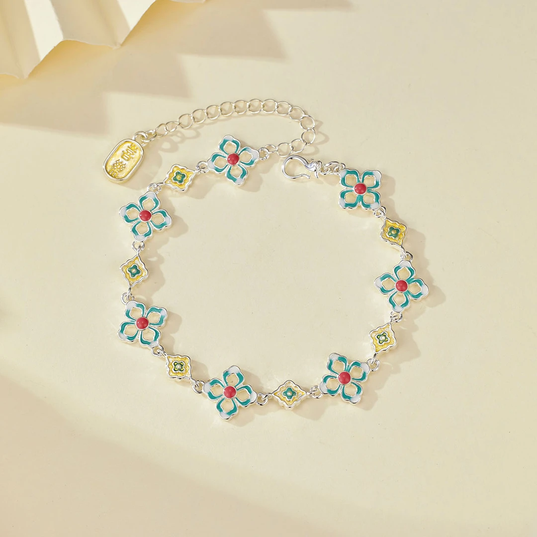 描金珐琅四叶草轻奢高级感女款新中式国风高级感百搭饰品