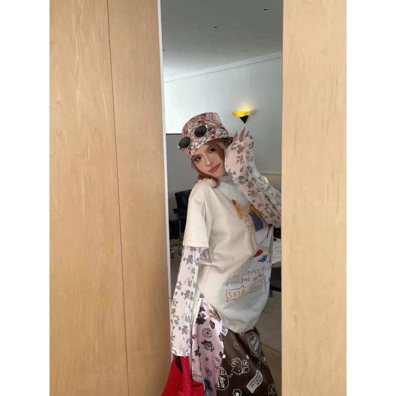 SKIPSMILE 花朵小人假两件长袖T 25GT3894