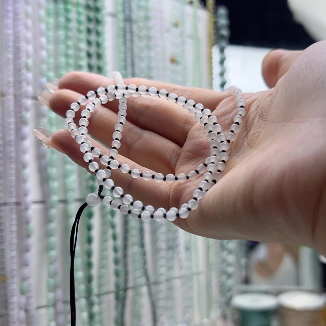 海***空翡翠未镶嵌颈饰50厘米长调节款