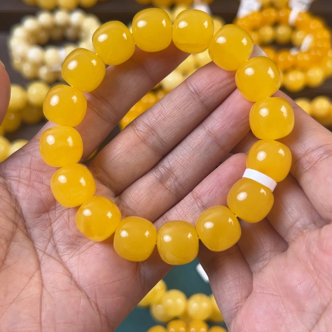 琥珀未镶嵌手串26.75g焦皮同料老型14mmXA