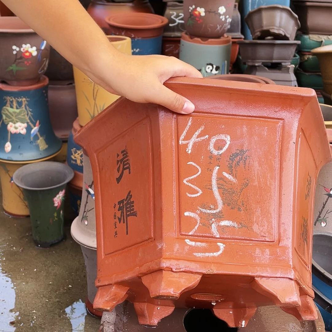 40红清雅六方花盆花盆花盆×2