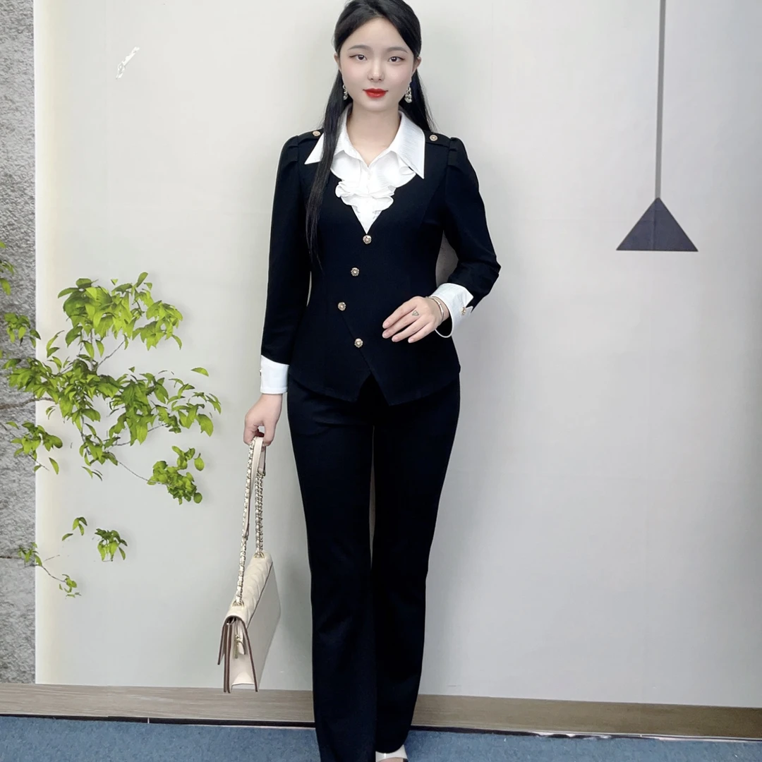 秋冬季洋气减龄修身显瘦气质大方假两件套套装妈妈装长袖