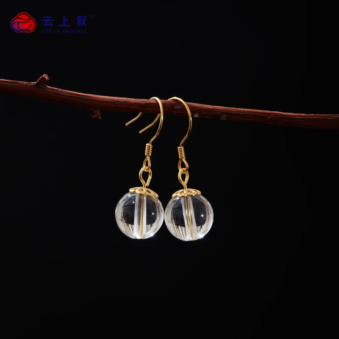 【云上叙】24 QJD05600007 S925银镶嵌白水晶耳钩-多样性发其一