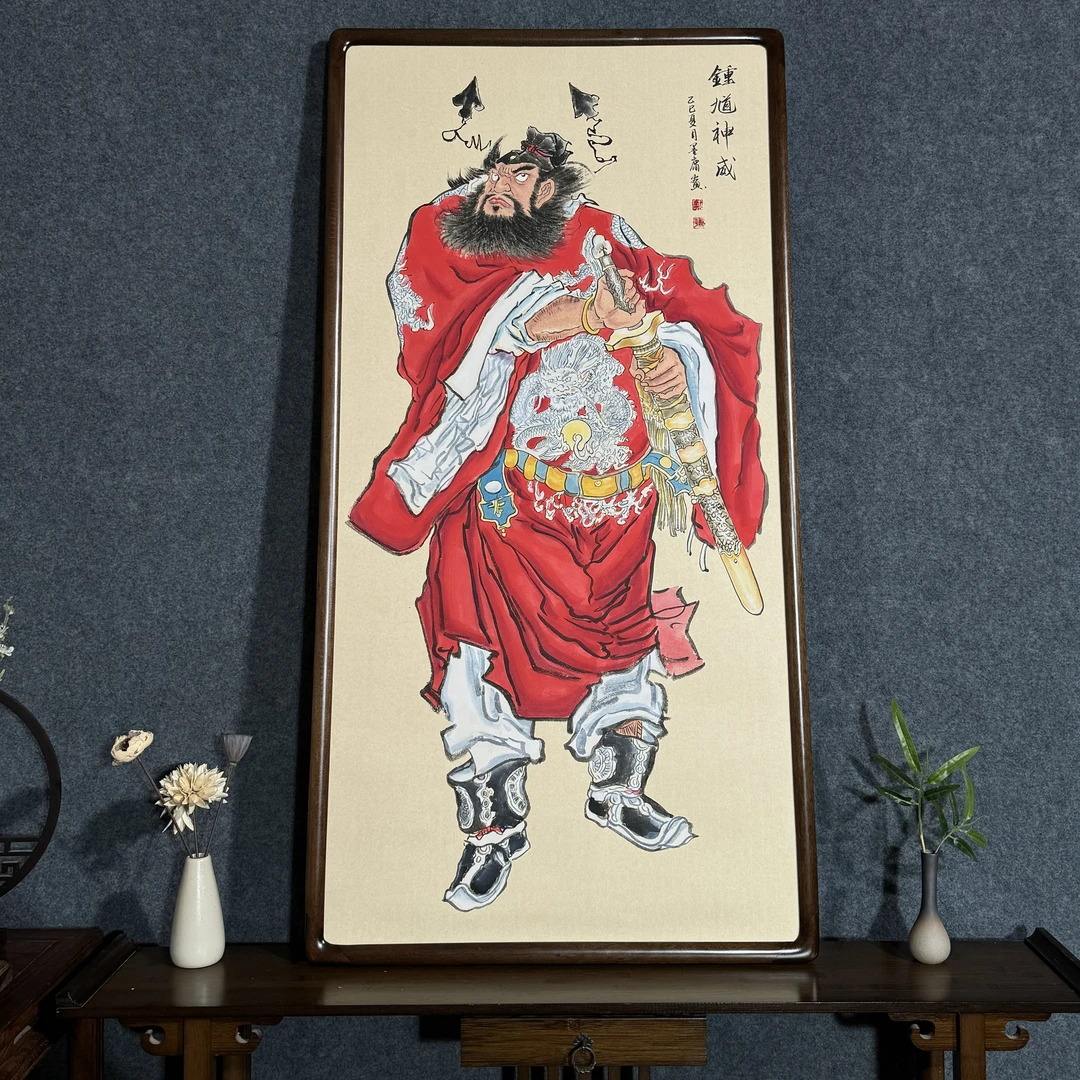 大海钟馗神威手绘画带框装裱122*62茶室 玄关办公室 客厅装饰挂画