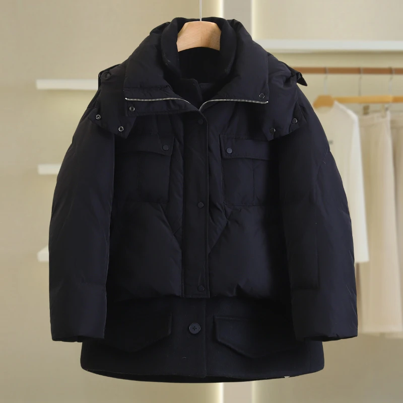 【伍莎-自营】假两件保暖羽绒服#YZT48H015