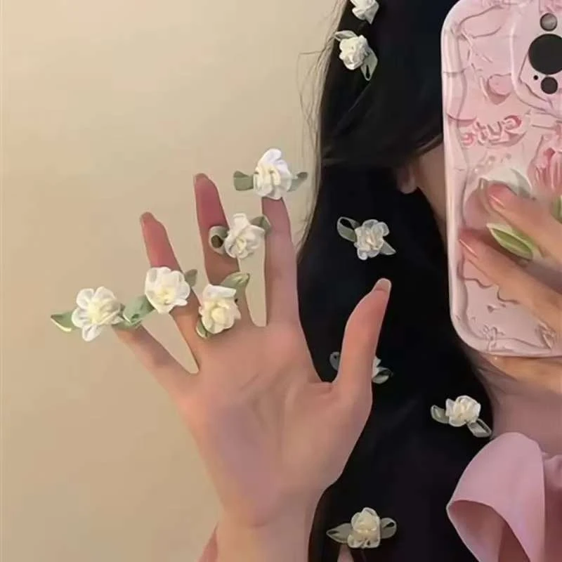 甜美奶白超仙茉莉花发夹女森系鸭夹气质优雅少女夹子发饰