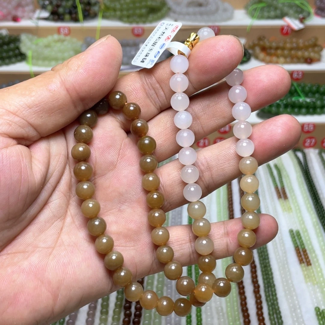 和田玉未镶嵌颈饰8m m