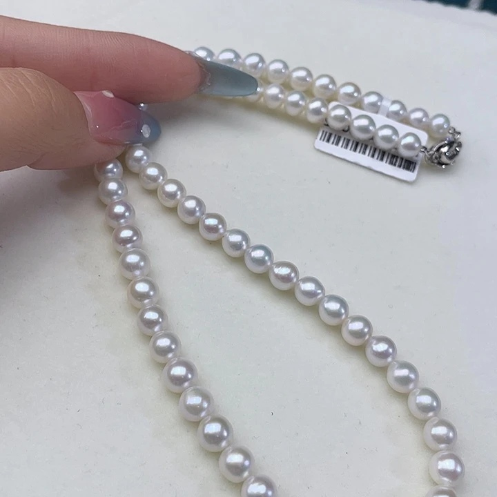 淡水珍珠颈饰银S925镶嵌卡6.5极光炫彩高品孤品