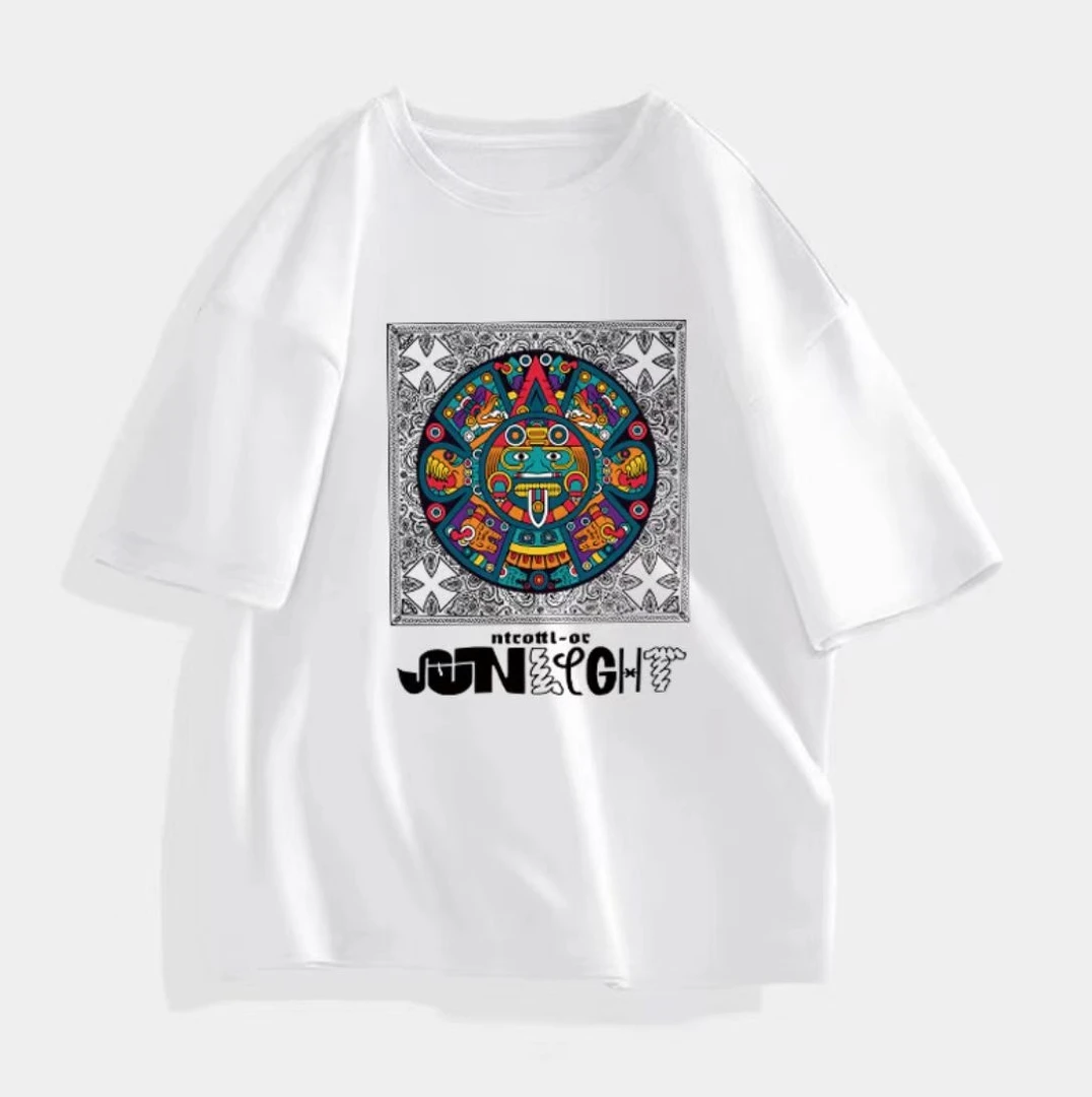 夏季纯棉短袖宽松圆领休闲男生男装男孩大码百搭ins印花洋气上衣