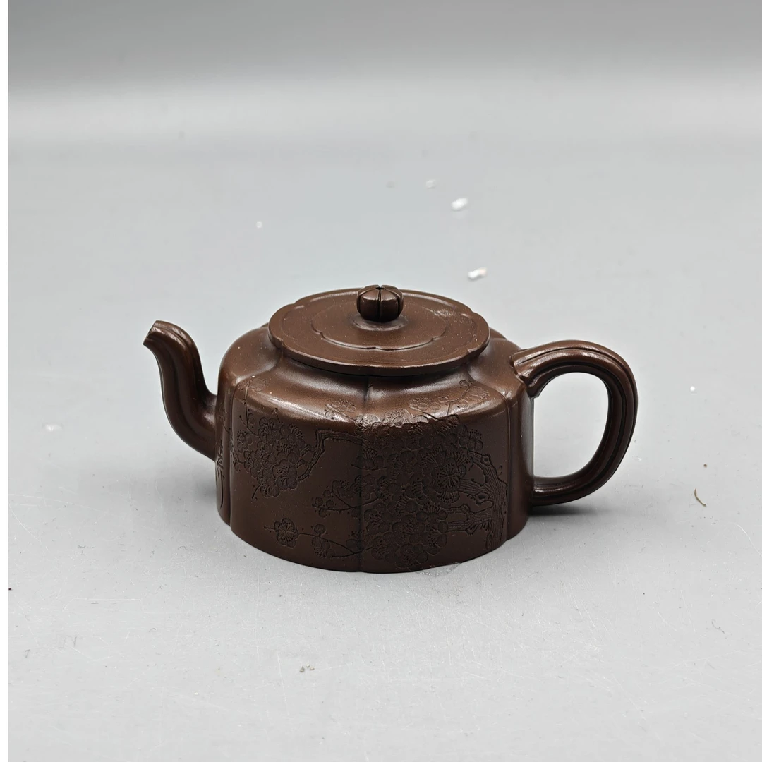 邵忠源- 梅花周盘（稚柳 佩秋 寅春）紫檀紫泥 200cc 紫砂茶壶