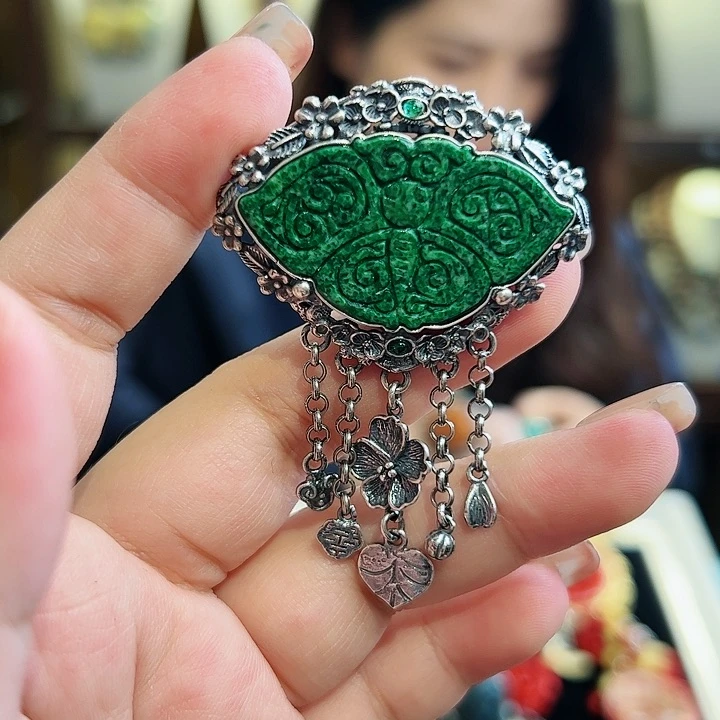 翡翠戒指/指环银S925镶嵌古风