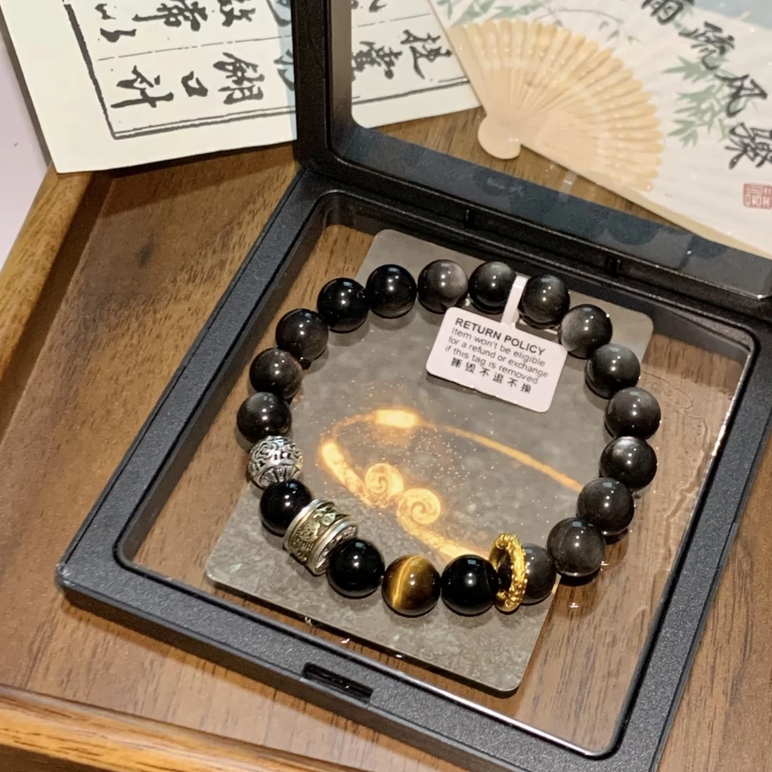 【黑神话悟空】双眼银曜石+虎眼石   带上这个串感觉男朋友更帅了