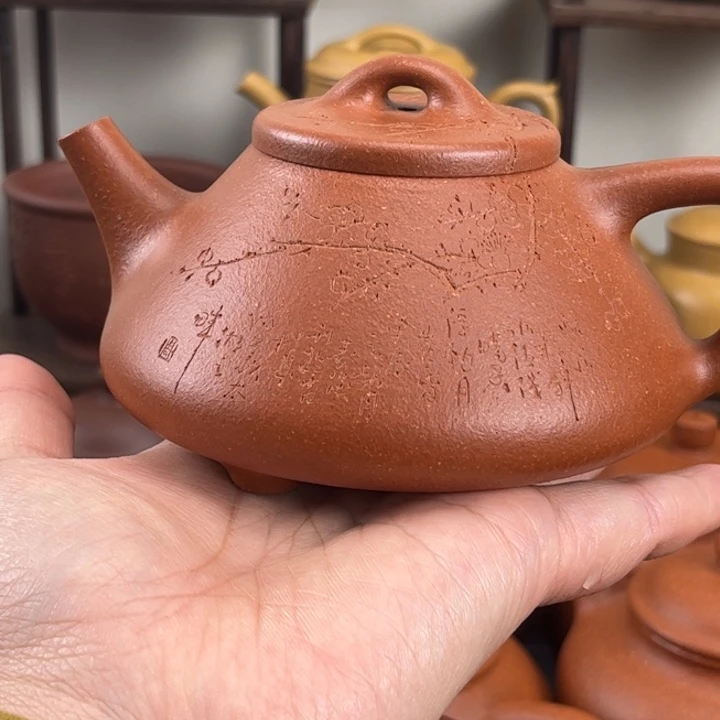 木***皮紫砂茶壶全手工子夜石瓢