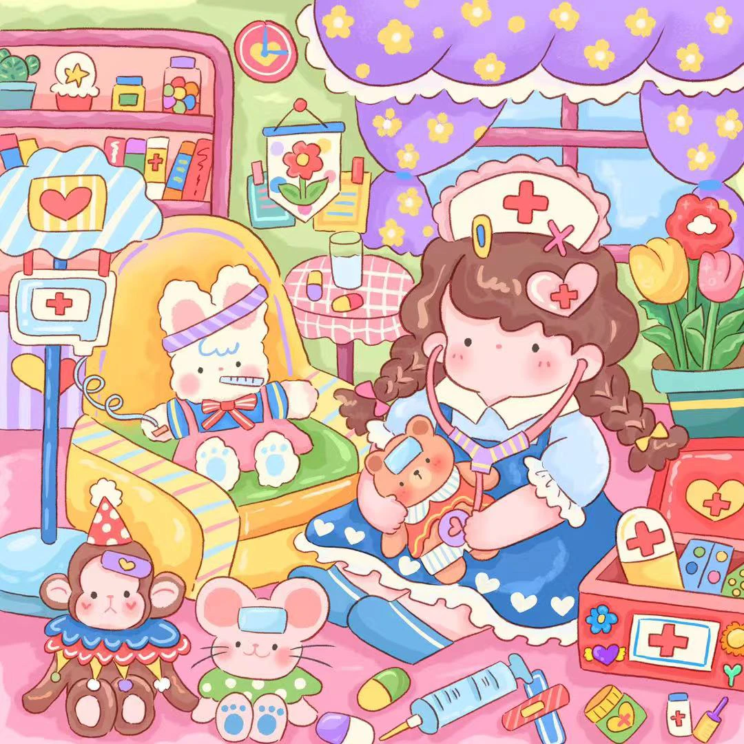 新疆长绒棉布,过家家系列65*65十字绣大格(精准印花)