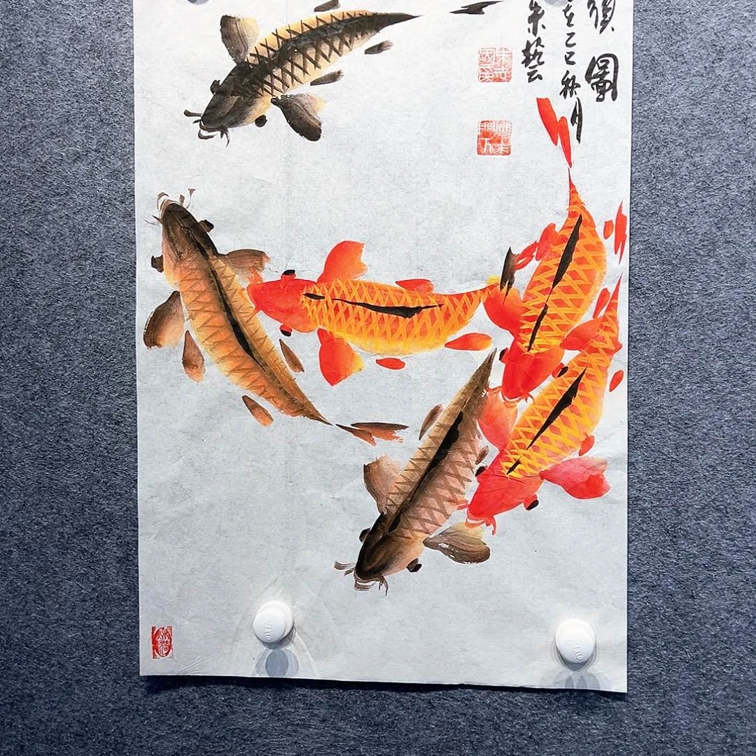 国画知鱼之乐纯手绘