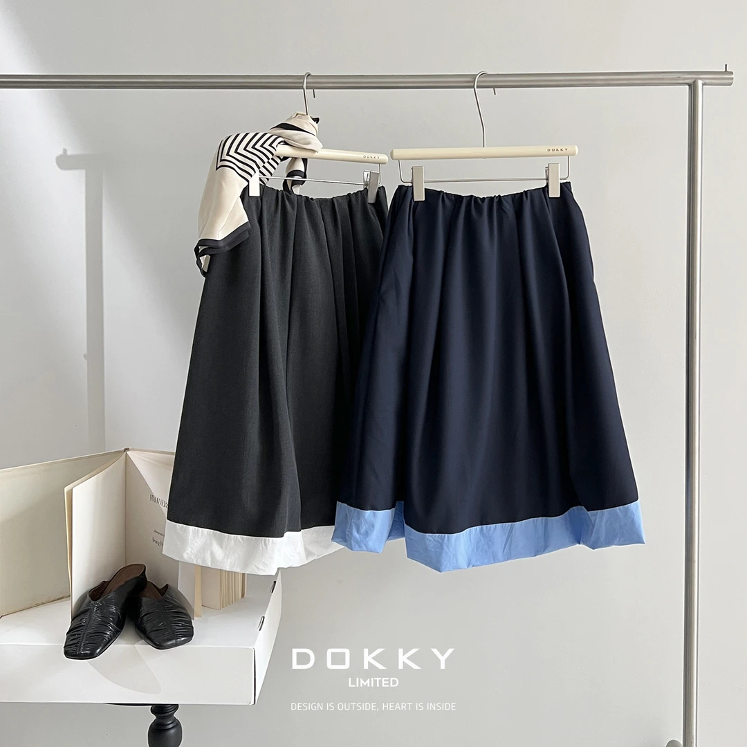 【限量尖货.柏林学院.紫标】DOKKY秀场同款.设计拼接|A字半身蓬蓬裙