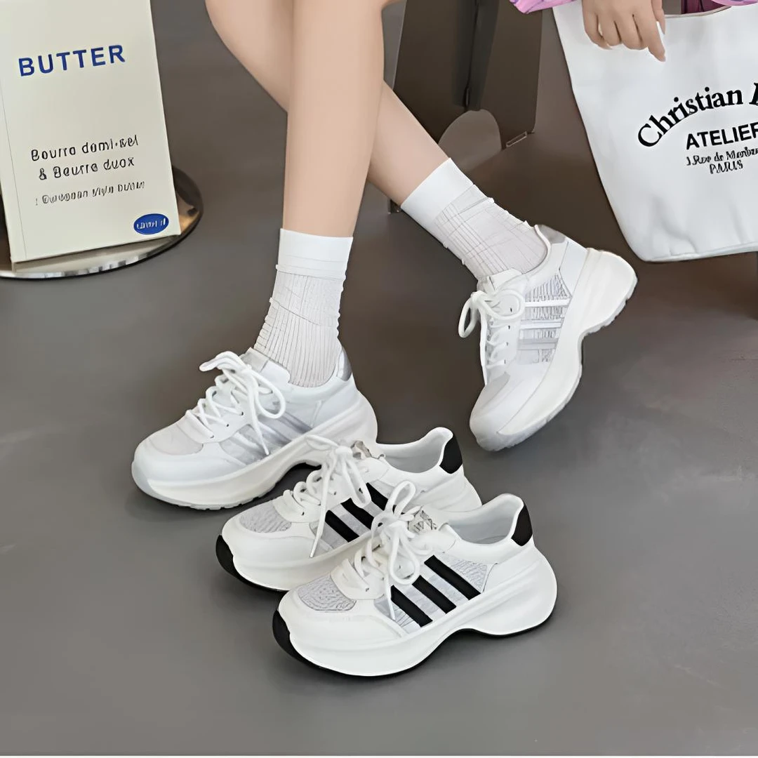 厚底夏季透气休闲圆头时尚单网休闲鞋系带时尚春季女单鞋老爹鞋