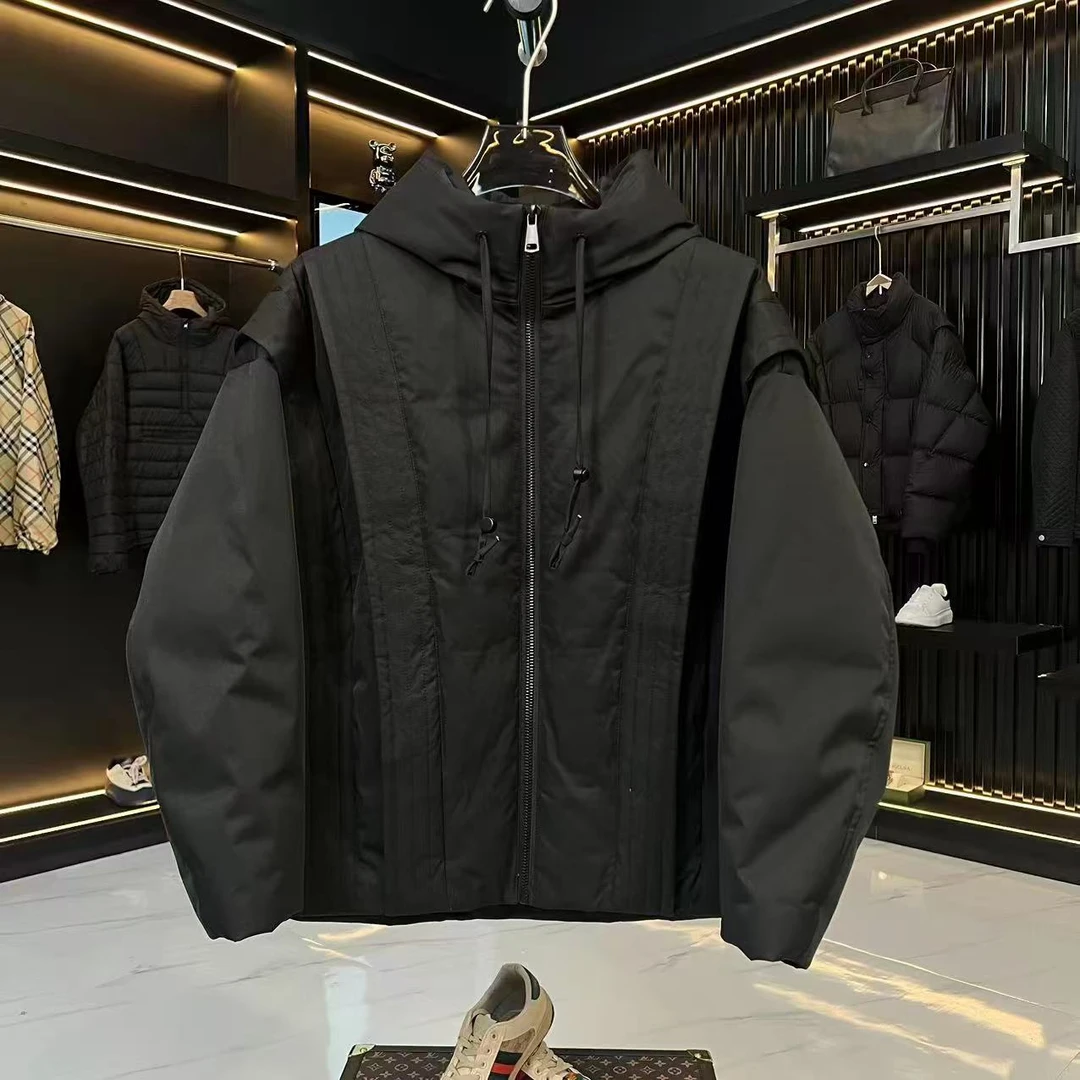 2025SS//YR2511设计师拼接款羽绒服时尚连帽外套休闲百搭（韩）