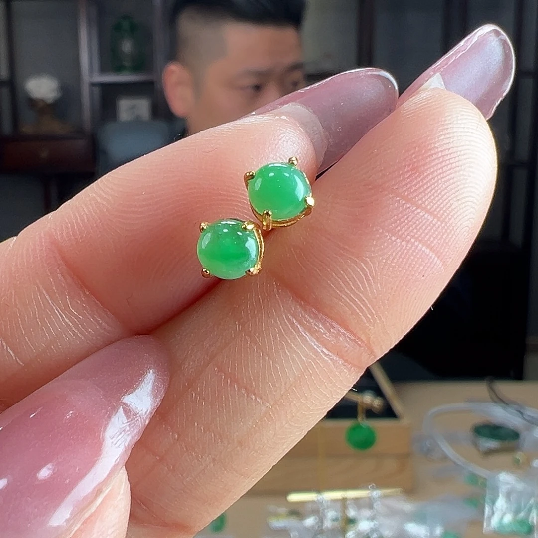 翡翠银S925镶嵌耳饰耳环30