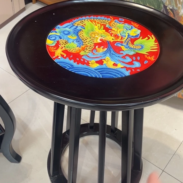 加大款瓷板画艺术作品旋转大桌