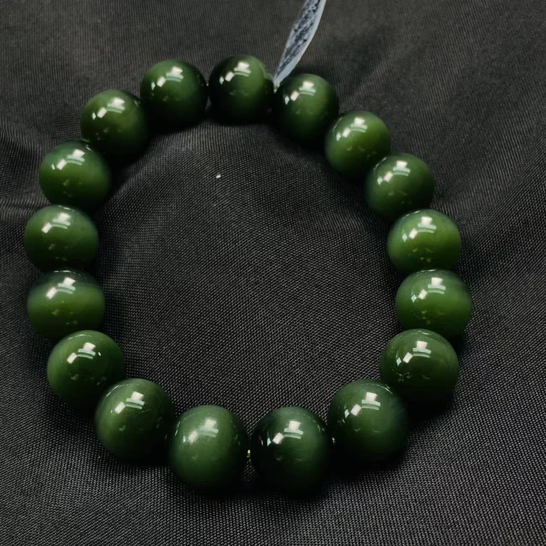 天然和田玉碧玉一线天黑猫手串12mm左右轻奢百搭圆润饱满冰透十足